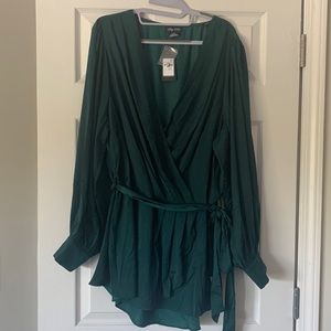 City Chic Emerald Wrap Blouse